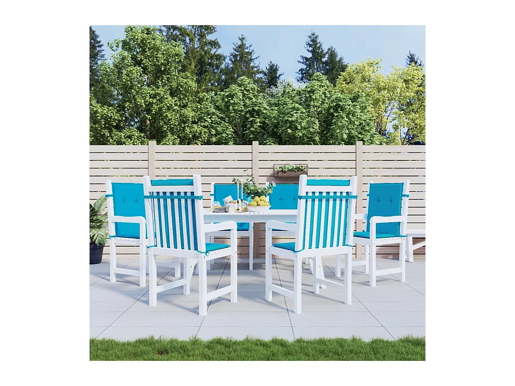 Coussins de chaise de jardin à dossier bas lot de 6 bleu