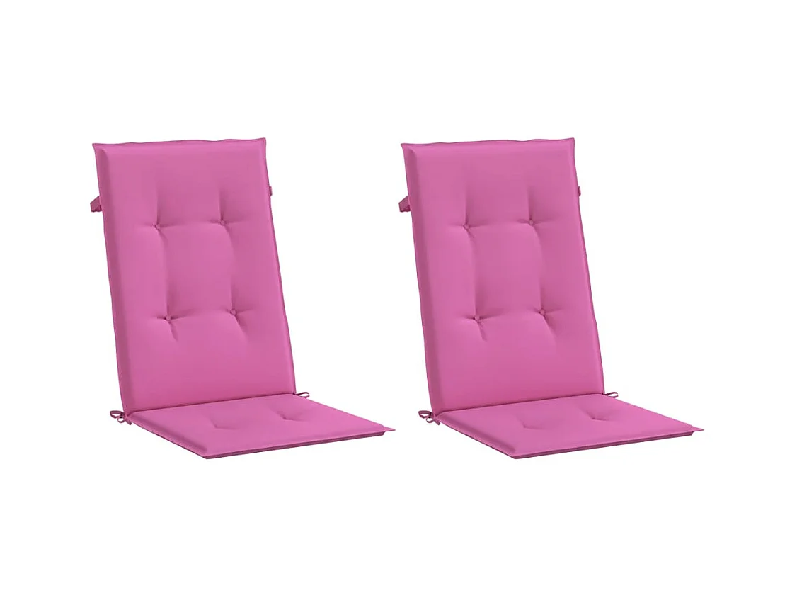 Coussins de chaise de jardin à dossier haut lot de 2 rose tissu