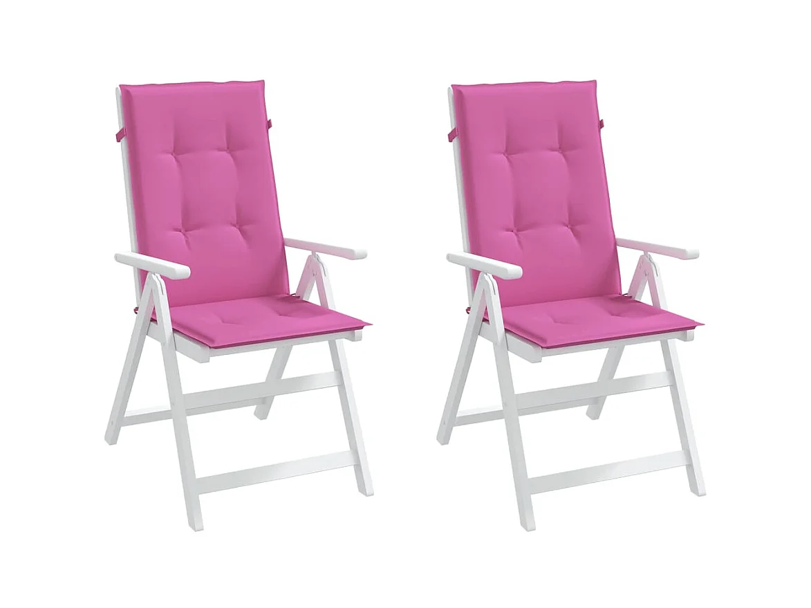 Coussins de chaise de jardin à dossier haut lot de 2 rose tissu