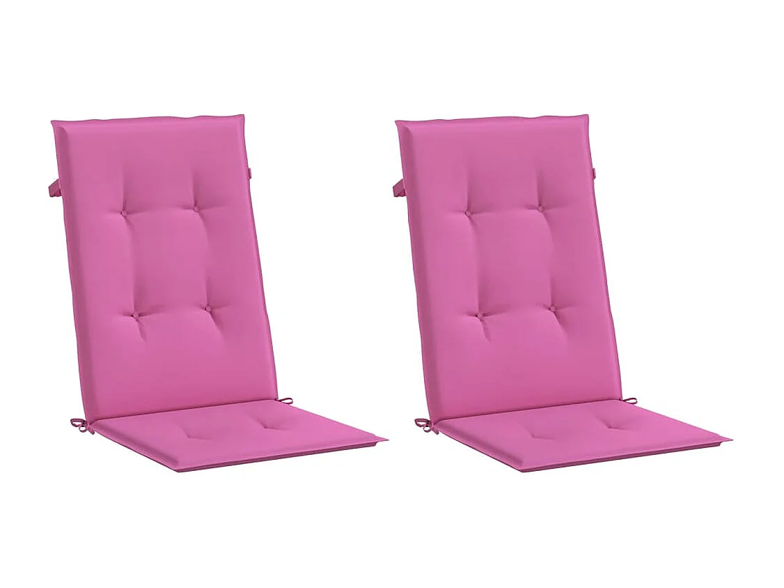 Coussins de chaise de jardin à dossier haut lot de 2 rose tissu