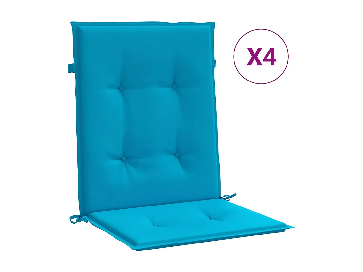Coussins de chaise de jardin à dossier bas lot de 4 bleu
