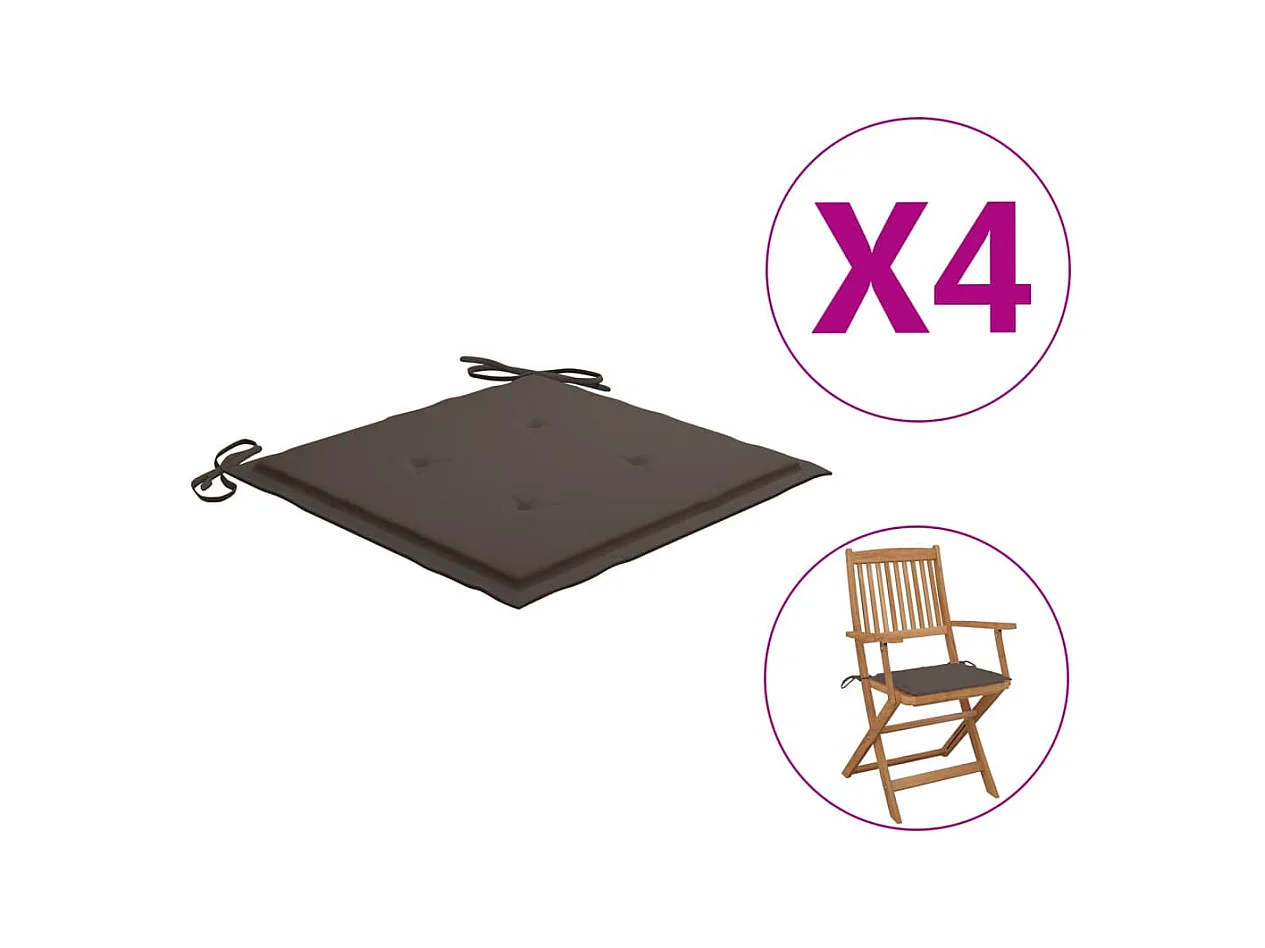 Coussins de chaise de jardin 4 pièces taupe 40x40x3cm tissu oxford