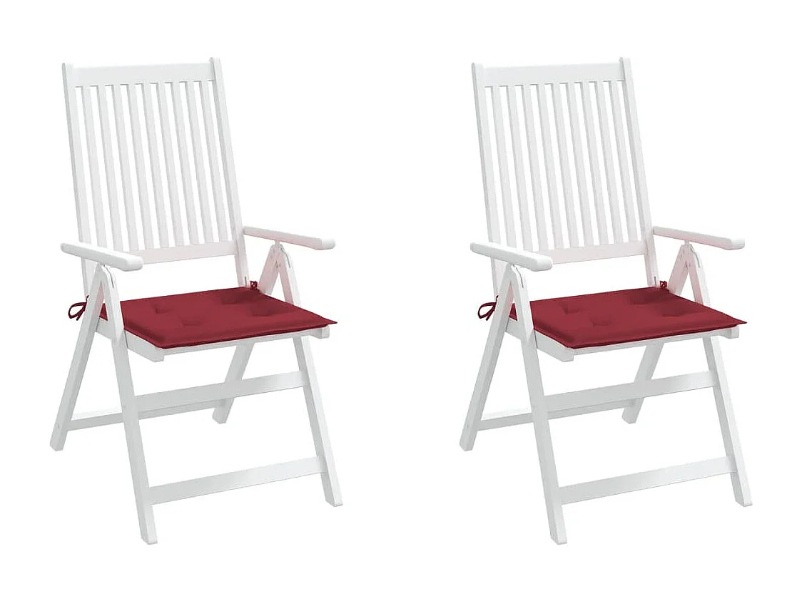 Coussins de chaise de jardin lot de 2 rouge bordeaux 50x50x3 cm