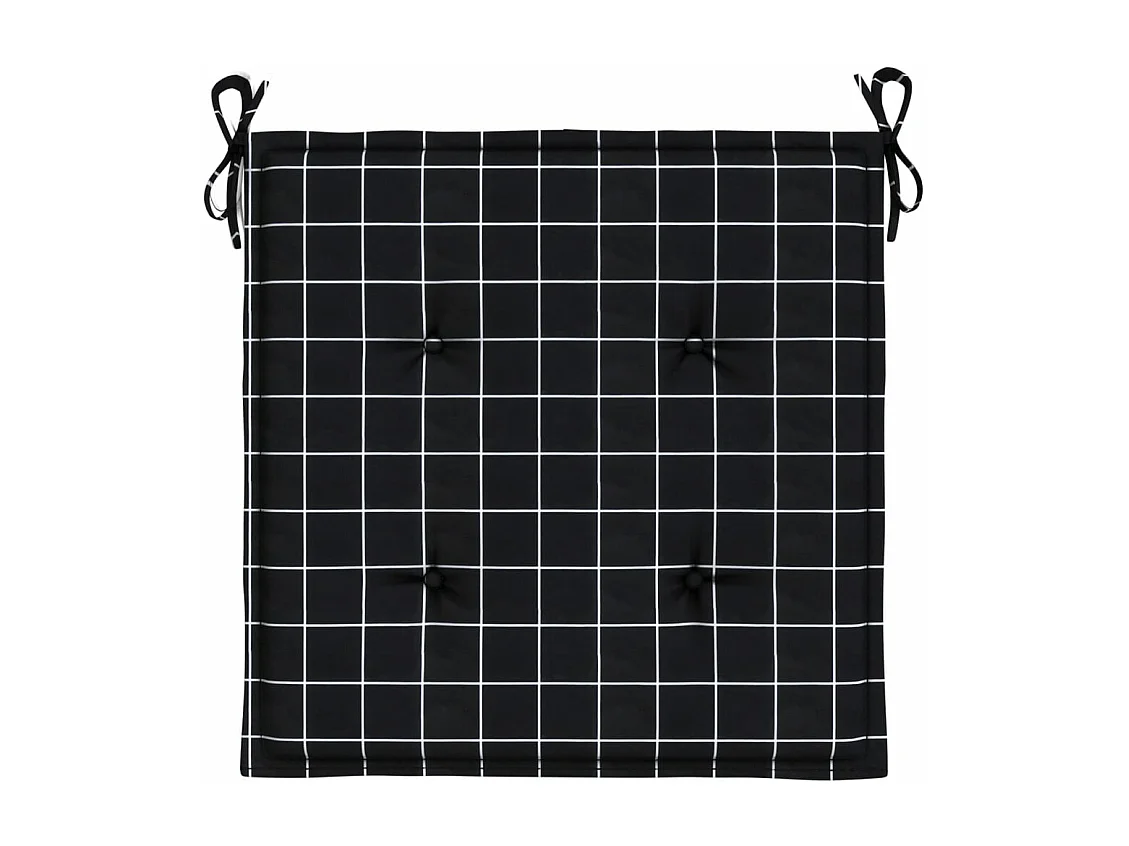 Cojines de silla de jardín 6 unidades tela a cuadros negro 50x50x3cm