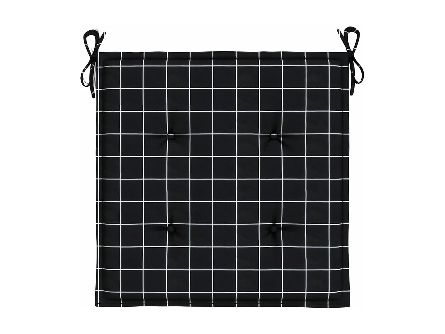 Cojines de silla de jardín 6 unidades tela a cuadros negro 50x50x3cm