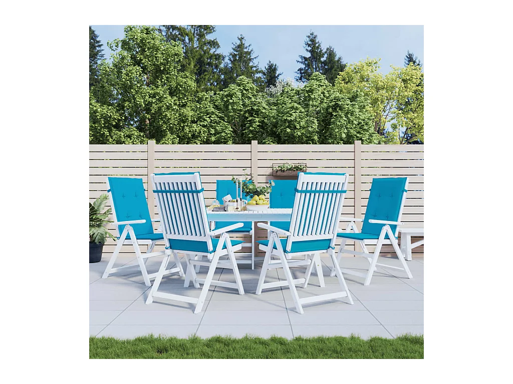 Coussins de chaise de jardin à dossier haut lot de 6 bleu tissu