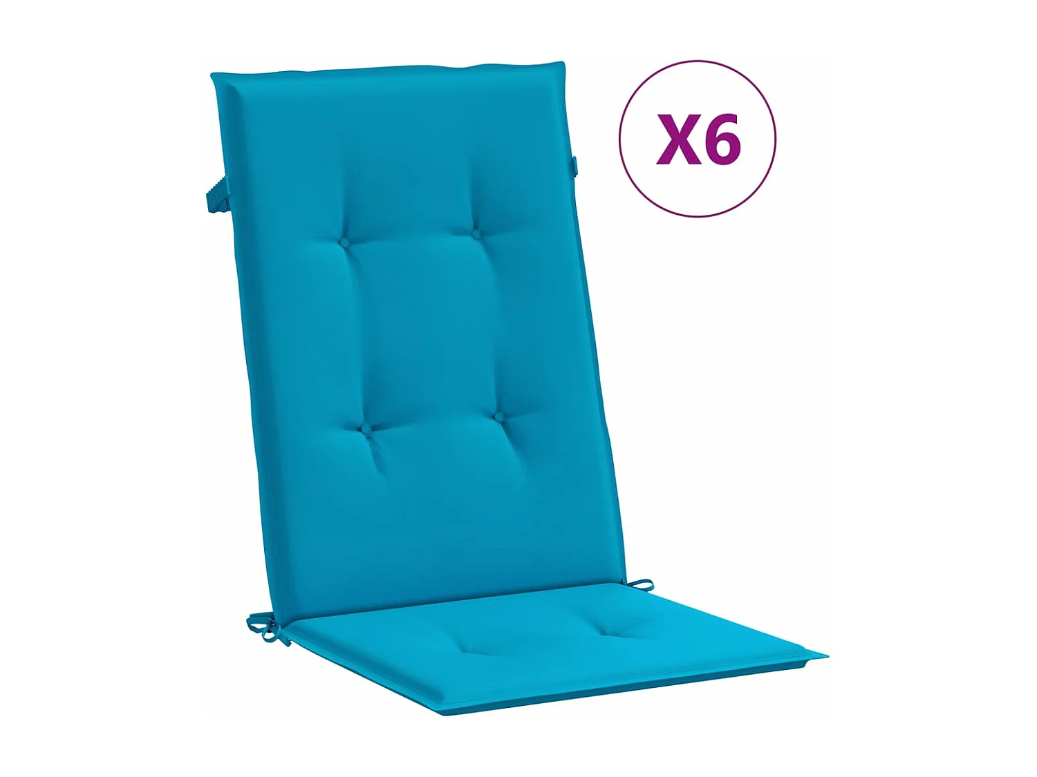 Cojín silla de jardín respaldo alto 6 unidades tela azul 120x50x3 cm