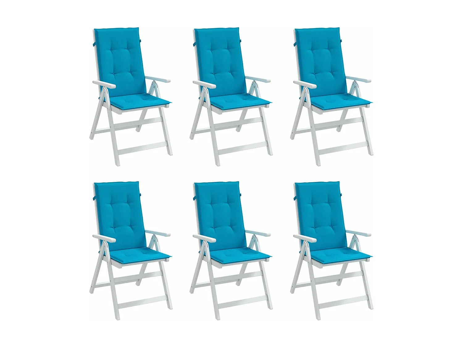 Cojín silla de jardín respaldo alto 6 unidades tela azul 120x50x3 cm
