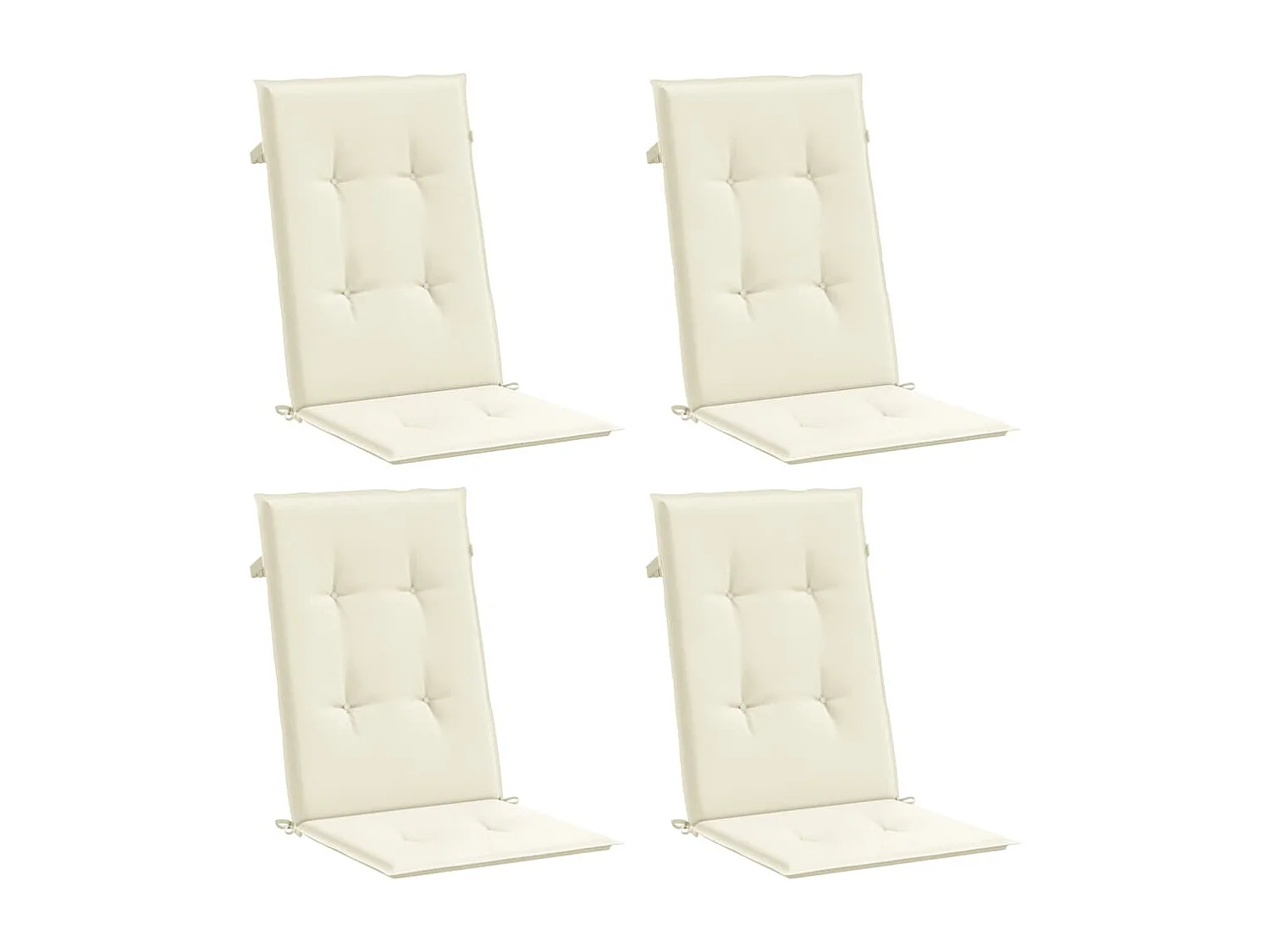 Coussins de chaise de jardin dossier haut lot de 4 crème tissu