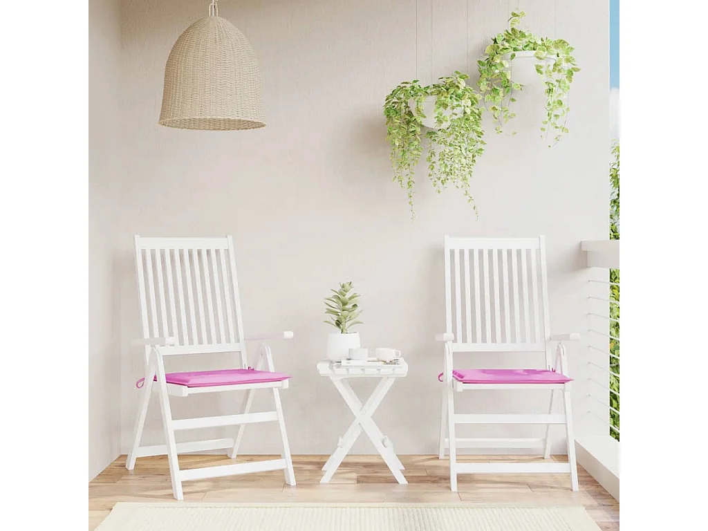 Coussins de chaise de jardin lot de 2 rose 40x40x3 cm tissu