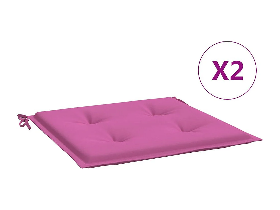 Coussins de chaise de jardin lot de 2 rose 40x40x3 cm tissu