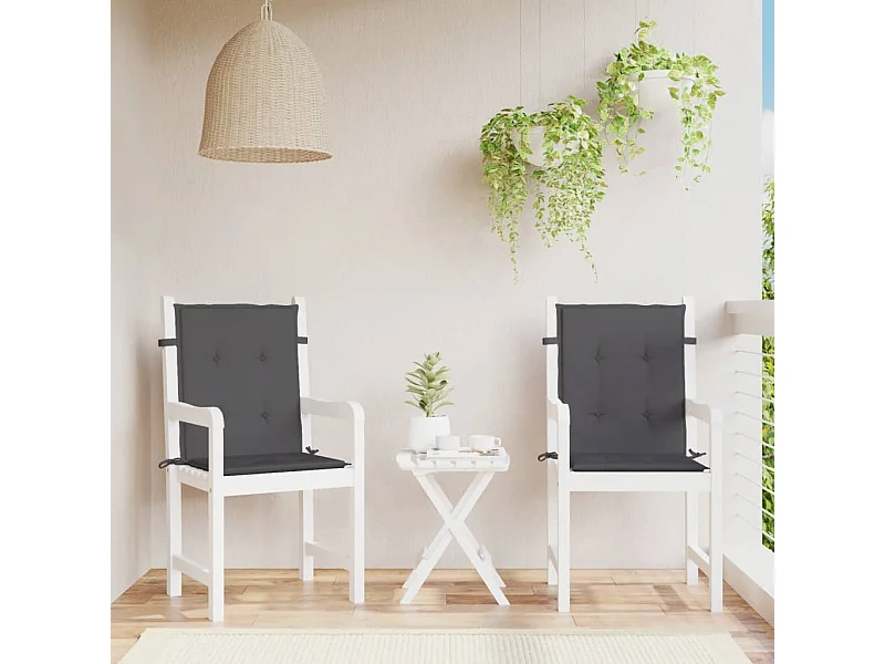 Coussins de chaise de jardin à dossier bas lot de 2 anthracite