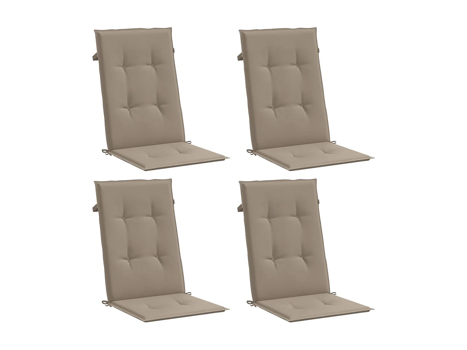 Coussins de chaise de jardin dossier haut lot de 4 taupe tissu