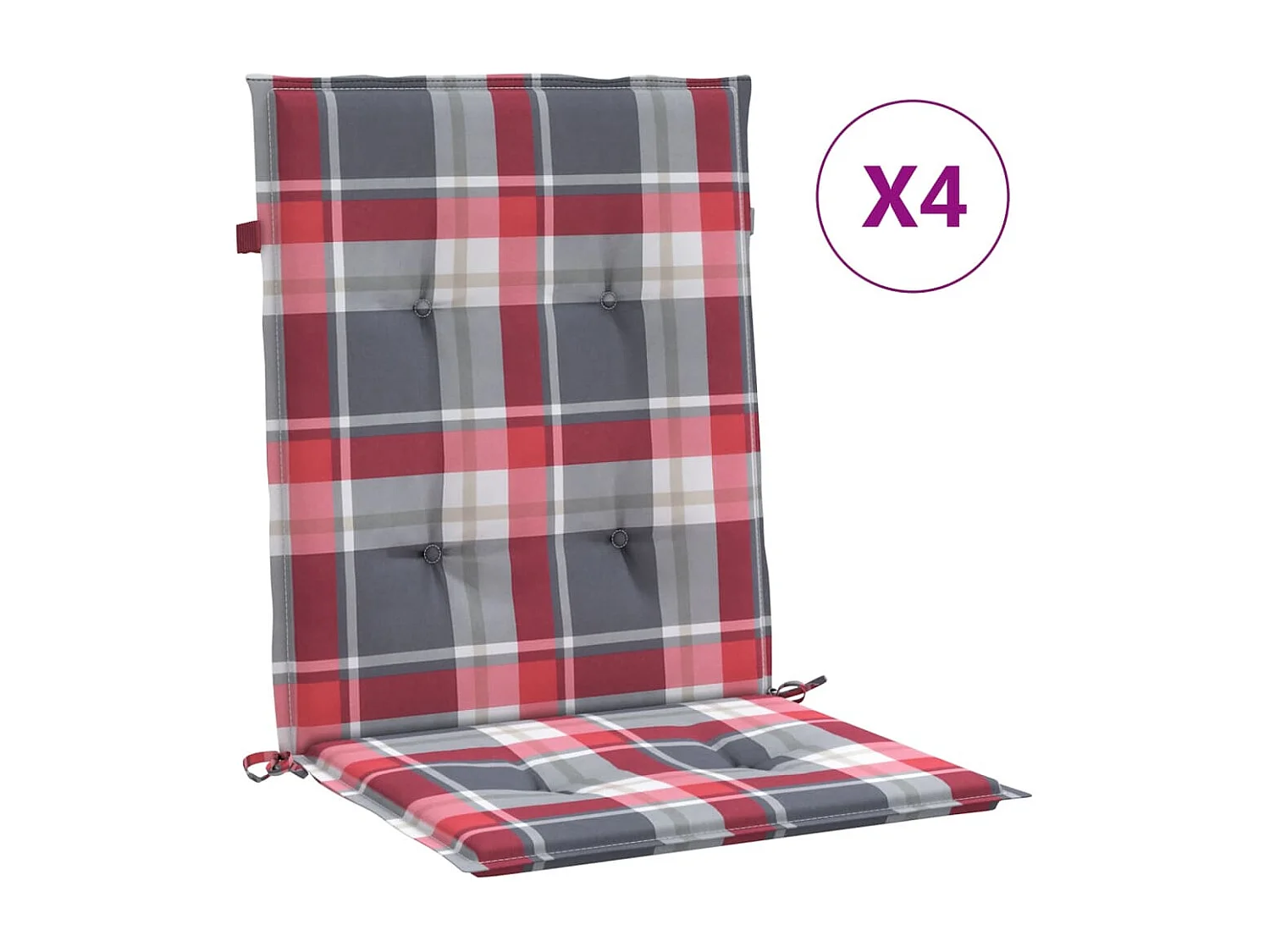 Coussins de chaise de jardin à dossier bas lot de 4