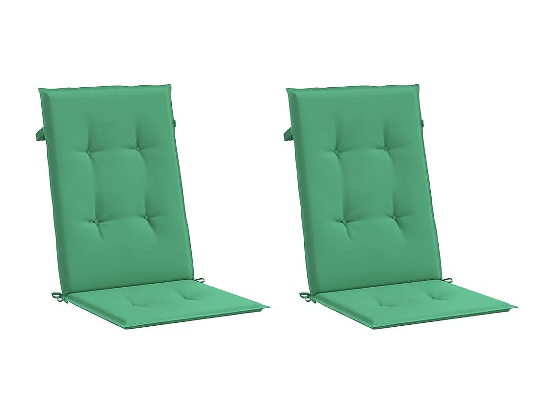 Coussins de chaise de jardin à dossier haut lot de 2 vert tissu