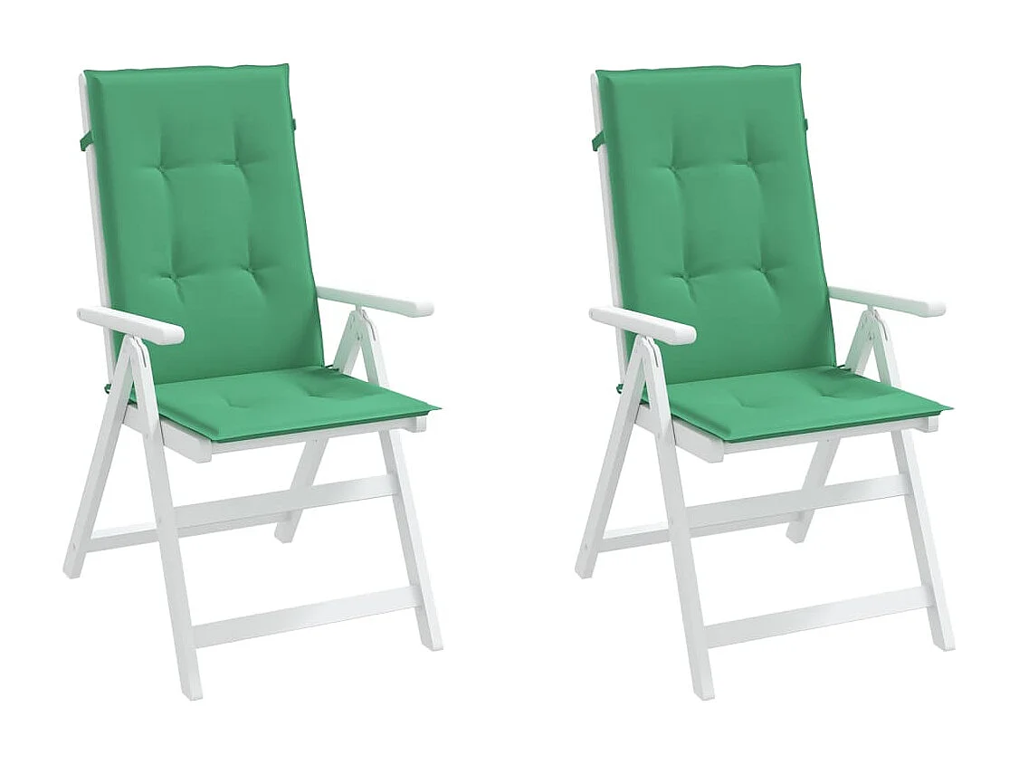 Coussins de chaise de jardin à dossier haut lot de 2 vert tissu