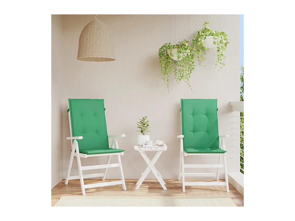 Coussins de chaise de jardin à dossier haut lot de 2 vert tissu