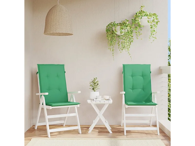 Tuinstoelkussens 2 st hoge rug 120x50x3 cm stof groen