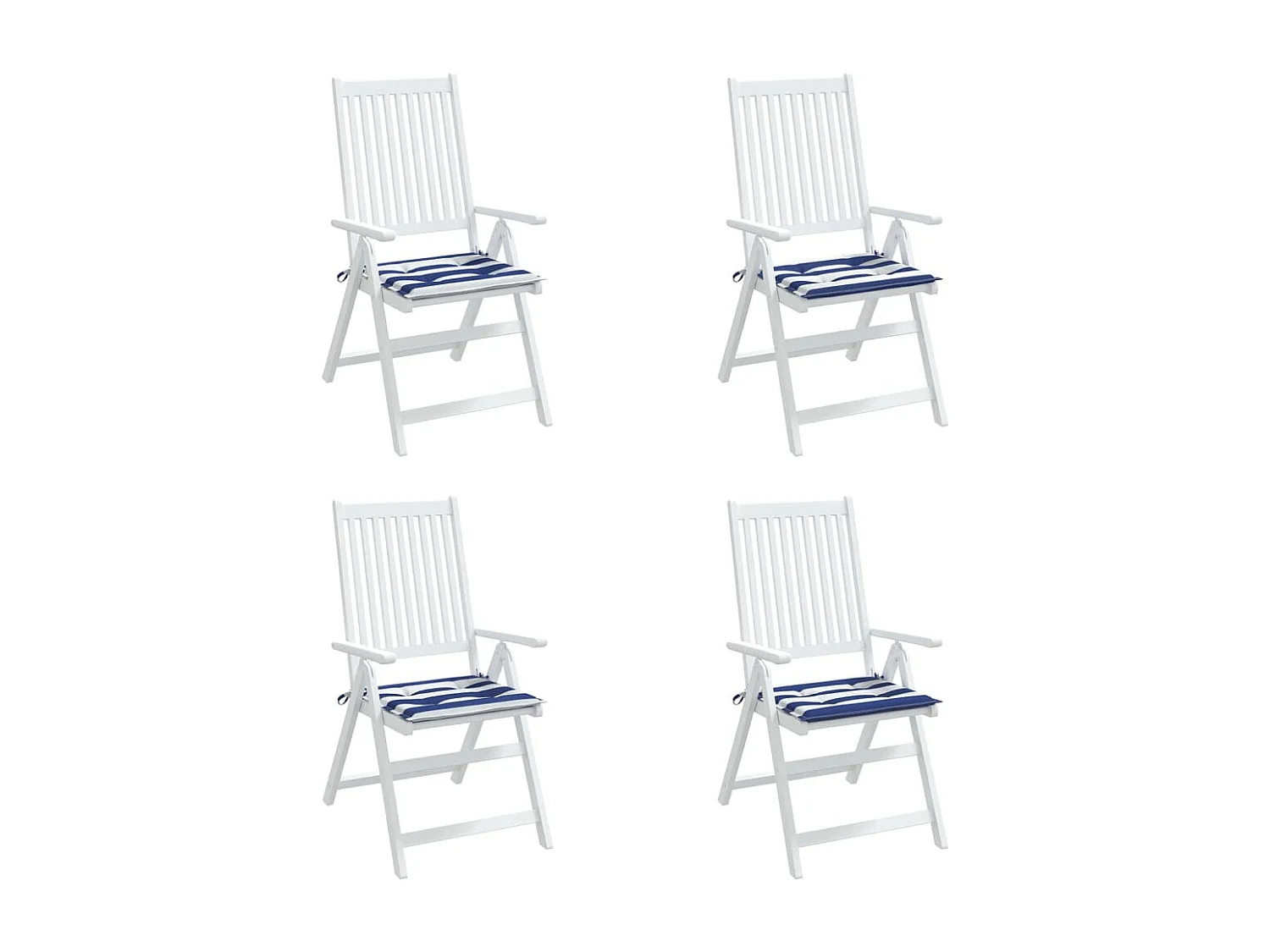 Almofadões para cadeira 4peças 40x40x3 cm tecido riscas azul/branco