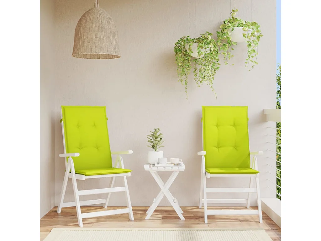 Cojín silla de jardín respaldo alto 2 unidades tela verde 120x50x3cm