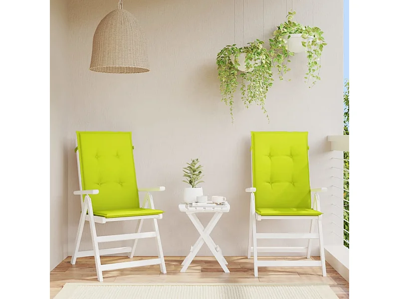 Coussins de chaise de jardin à dossier haut lot de 2 vert vif