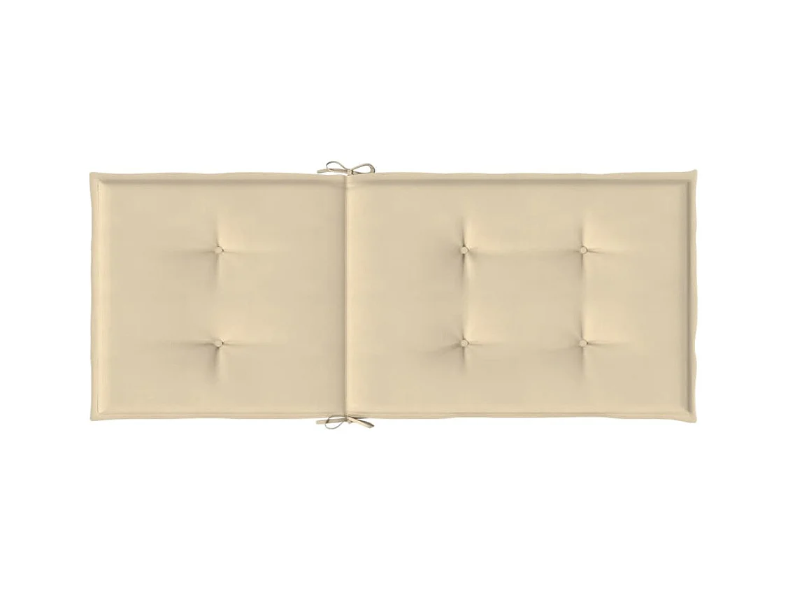 Coussins de chaise de jardin dossier haut lot de 2 beige tissu