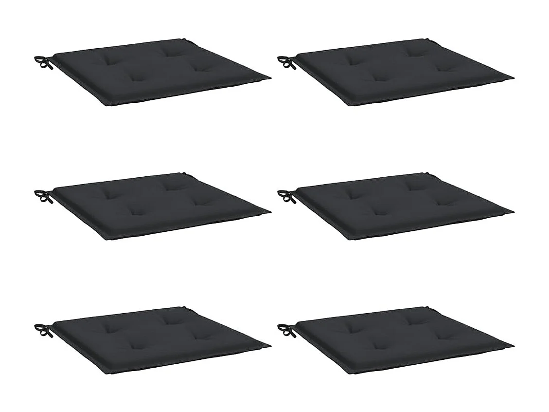 Cojines de silla de jardín 6 unidades tela Oxford negro 40x40x3 cm