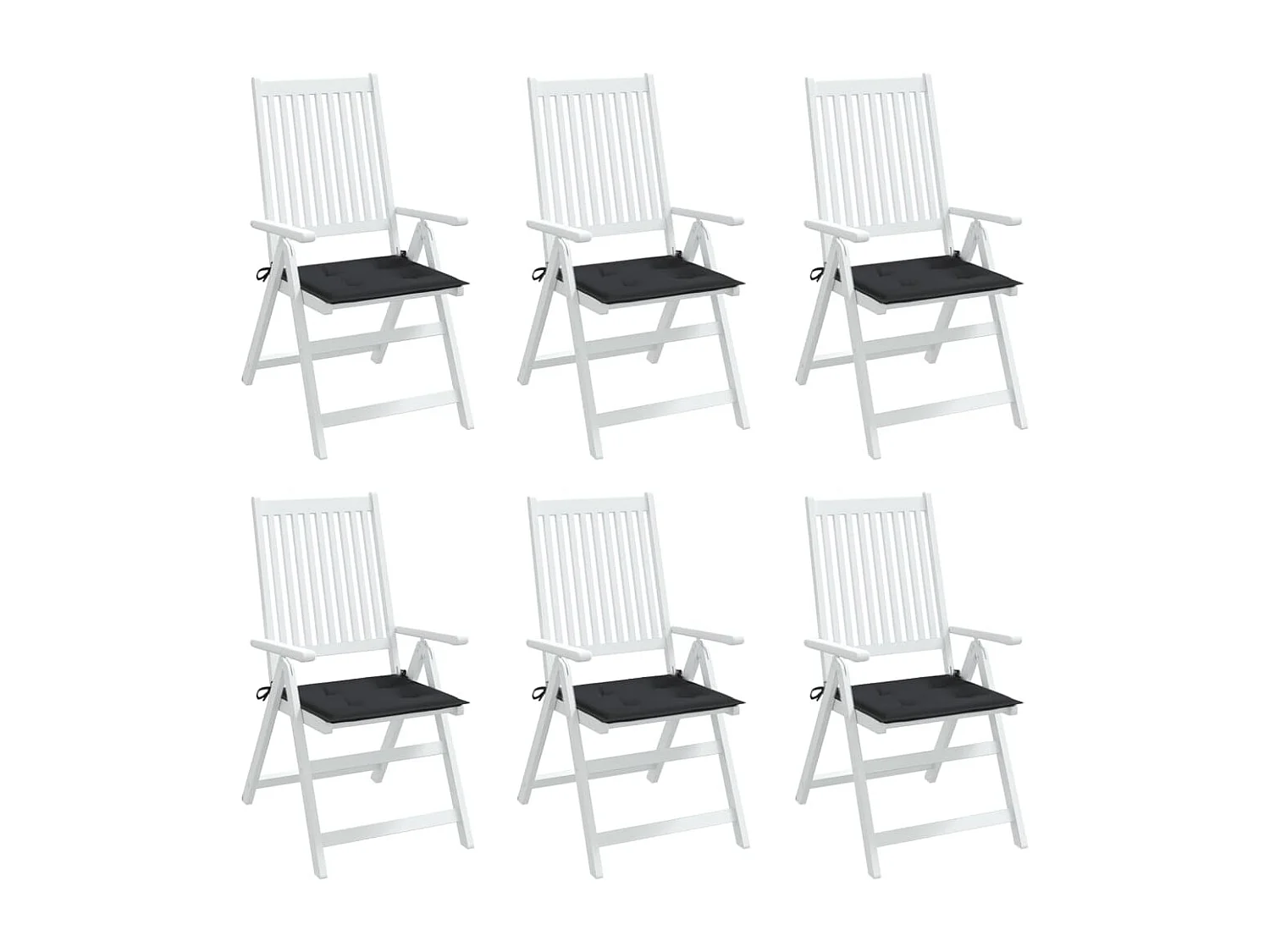 Cojines de silla de jardín 6 unidades tela Oxford negro 40x40x3 cm