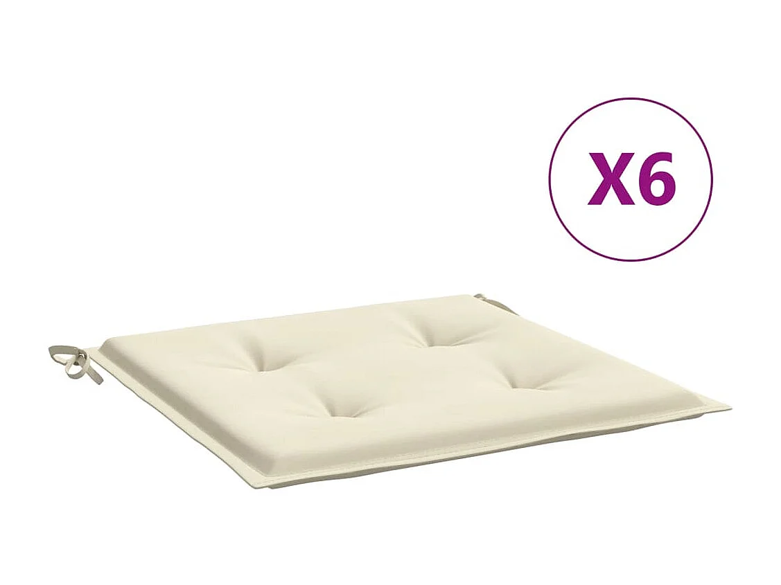 Coussins de chaise de jardin 6 pièces crème 40x40x3cm tissu oxford