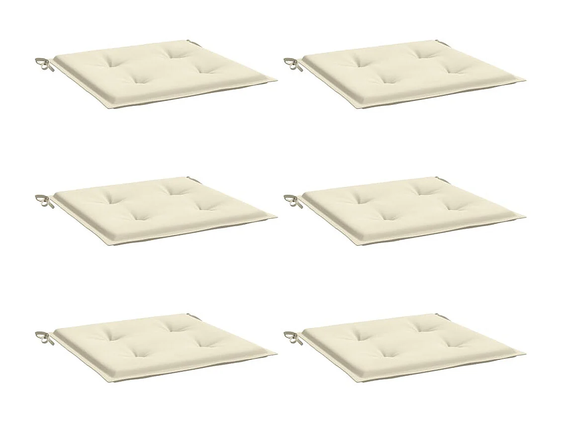 Coussins de chaise de jardin 6 pièces crème 40x40x3cm tissu oxford