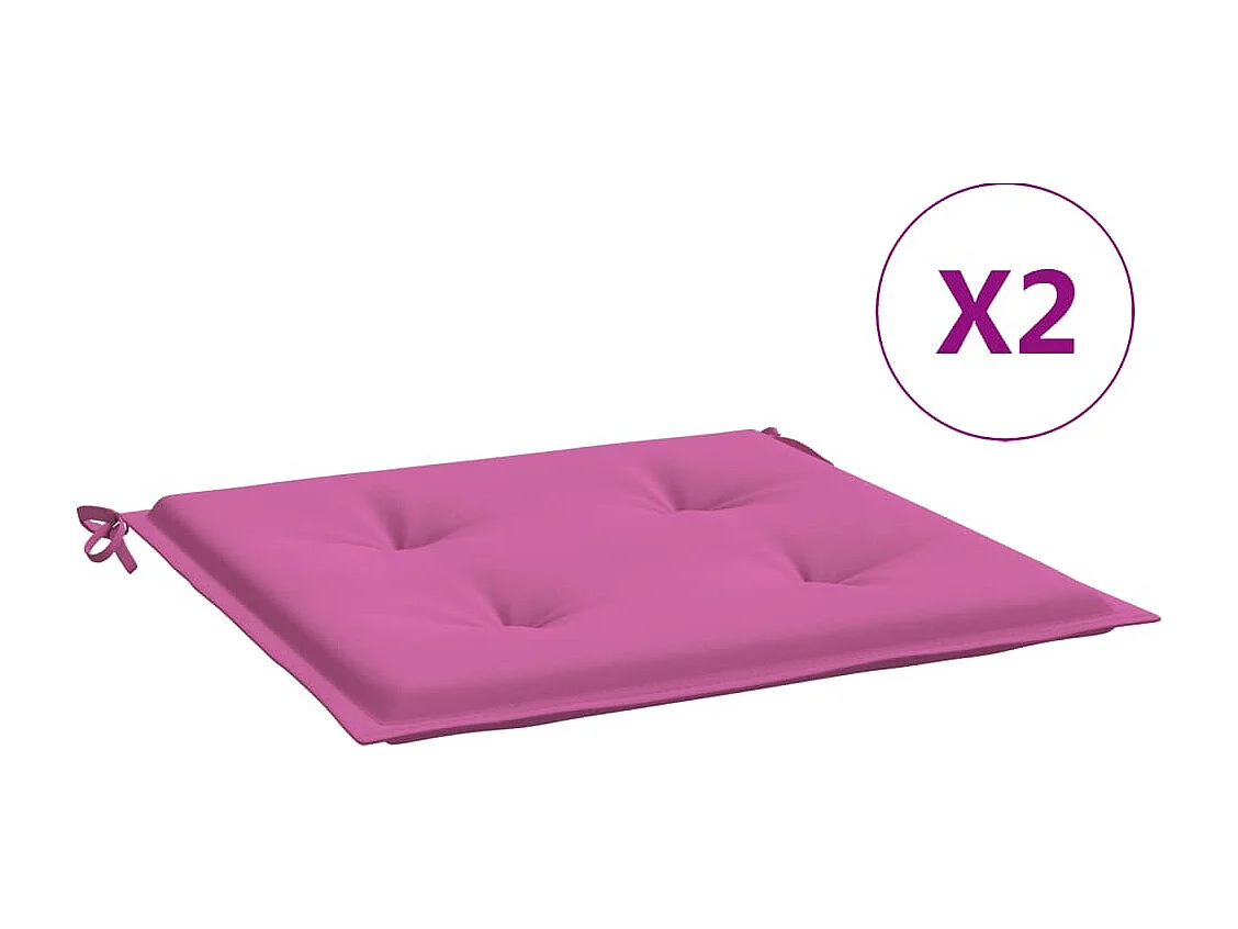 Coussins de chaise de jardin lot de 2 rose 50x50x3 cm tissu