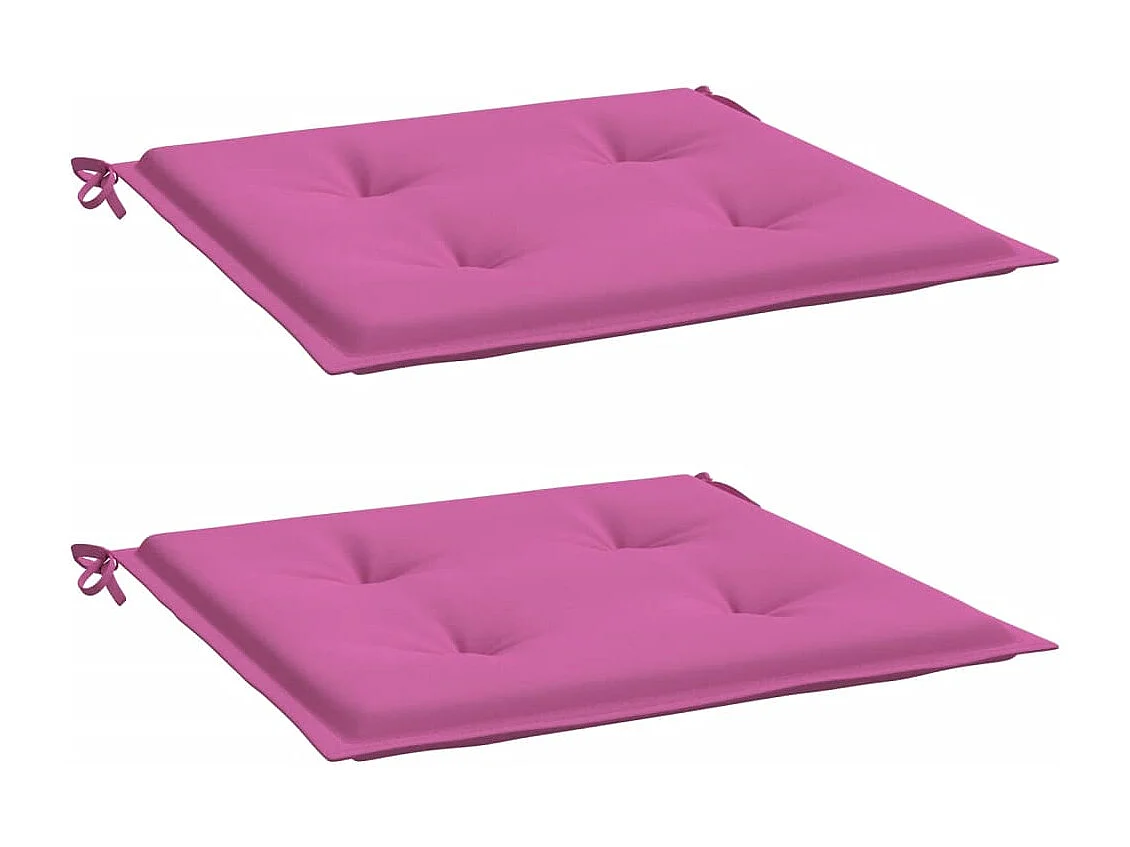 Coussins de chaise de jardin lot de 2 rose 50x50x3 cm tissu