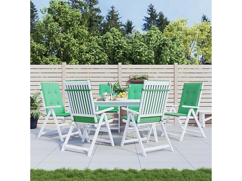 Cojín silla de jardín respaldo alto 6 unidades tela verde 120x50x3cm