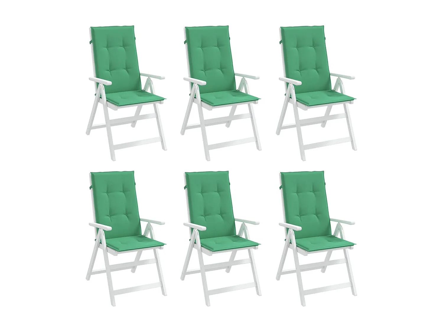 Coussins de chaise de jardin à dossier haut lot de 6 vert tissu