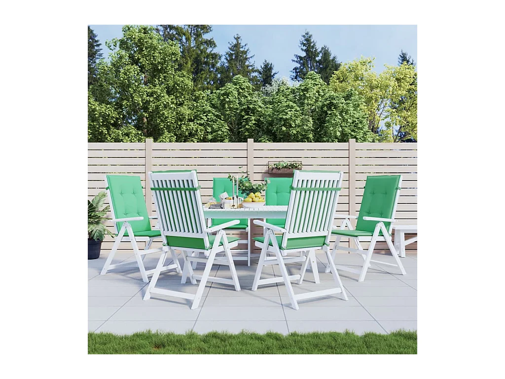 Coussins de chaise de jardin à dossier haut lot de 6 vert tissu