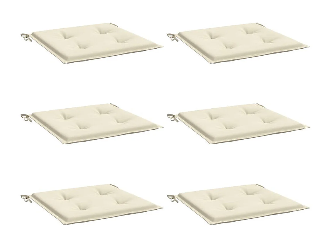 Coussins de chaise de jardin 6 pièces crème 50x50x3cm tissu oxford
