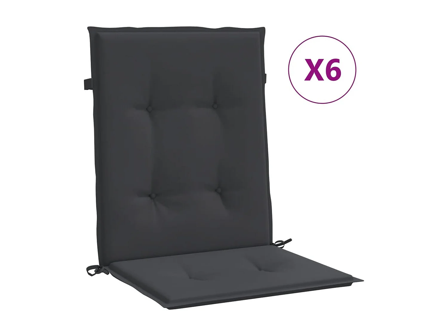 Coussins de chaise de jardin à dossier bas lot de 6 noir
