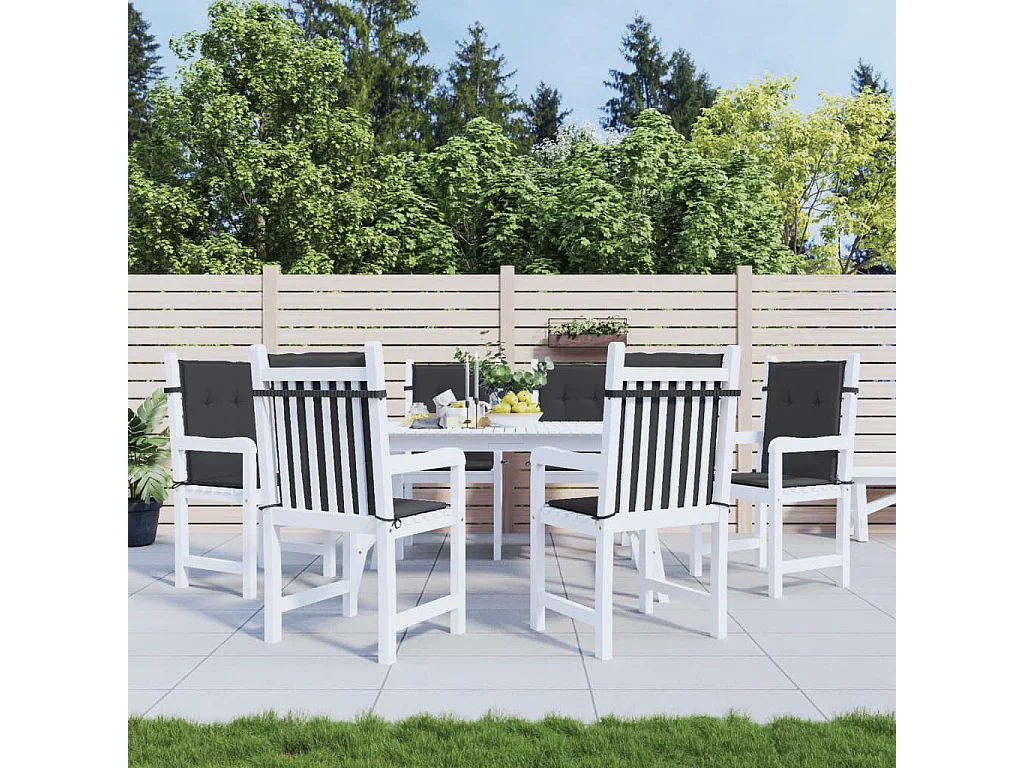 Coussins de chaise de jardin à dossier bas lot de 6 noir