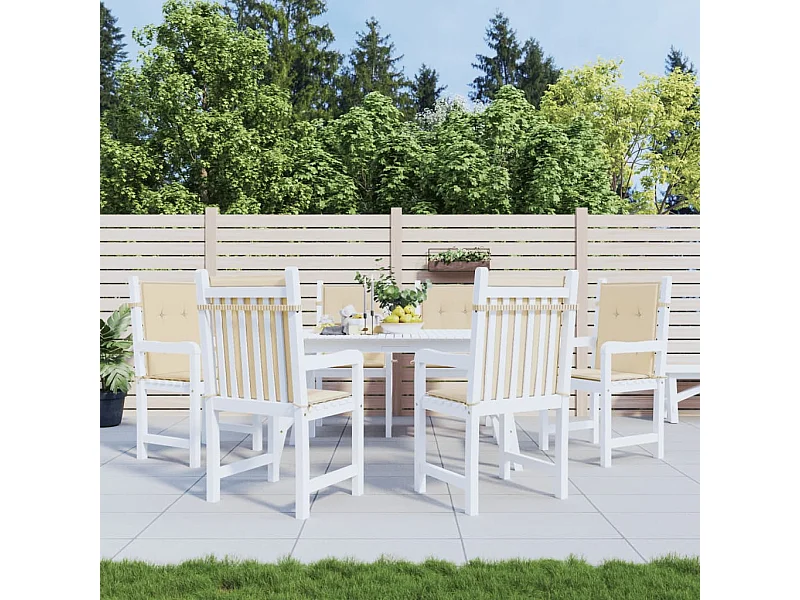 Coussins de chaise de jardin à dossier bas lot de 6 beige