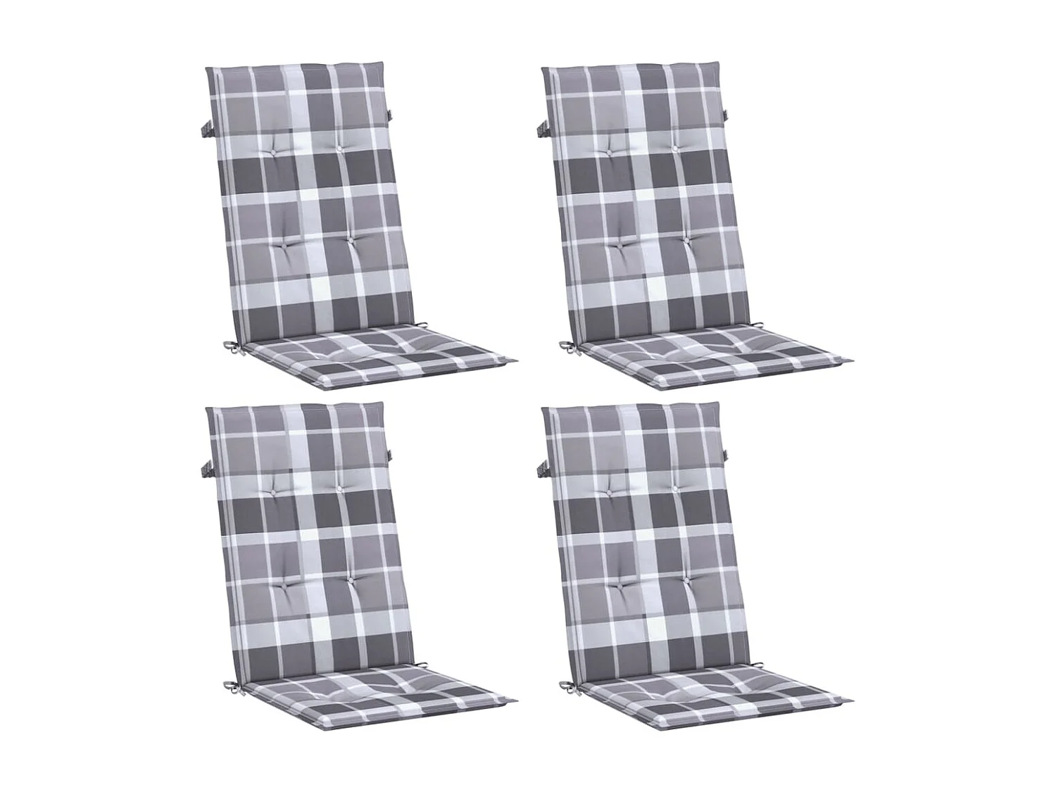 Coussins de chaise jardin à dossier haut lot de 4 carreaux gris