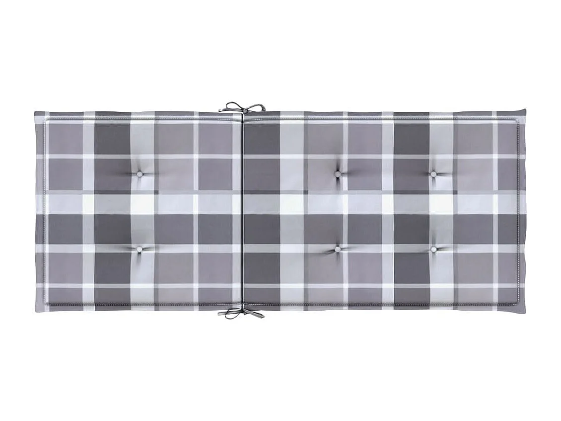 Coussins de chaise jardin à dossier haut lot de 4 carreaux gris