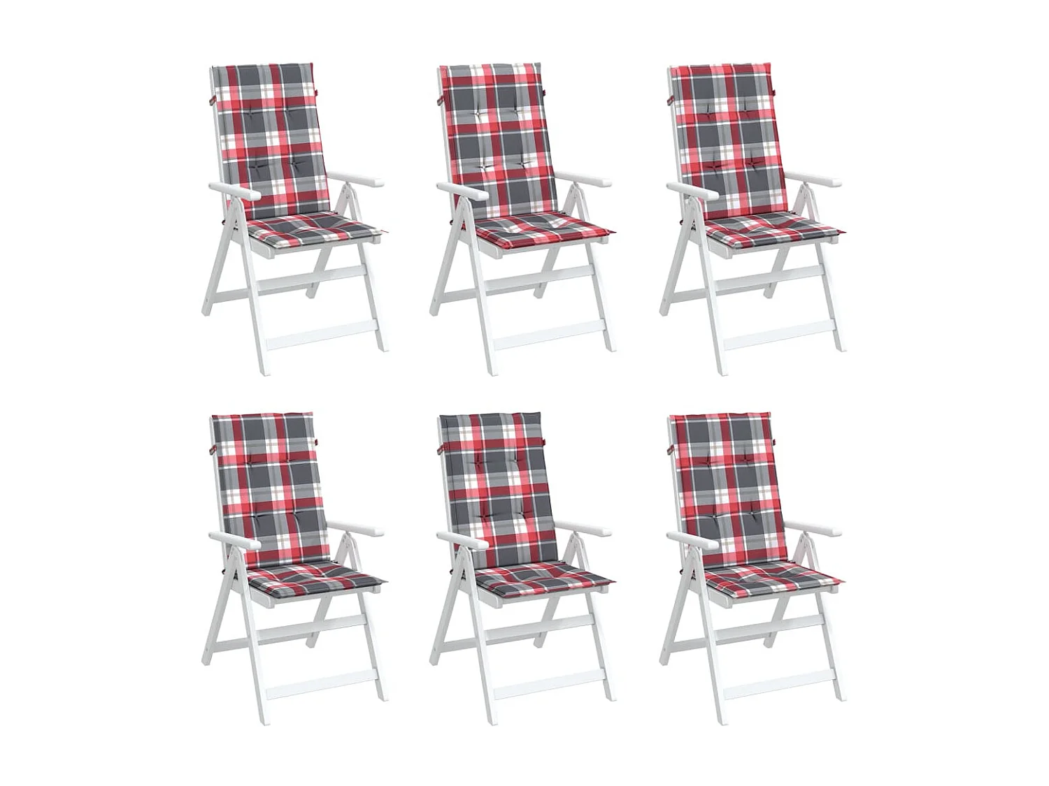 Coussins de chaise de jardin à dossier haut lot de 6 120x50x3cm