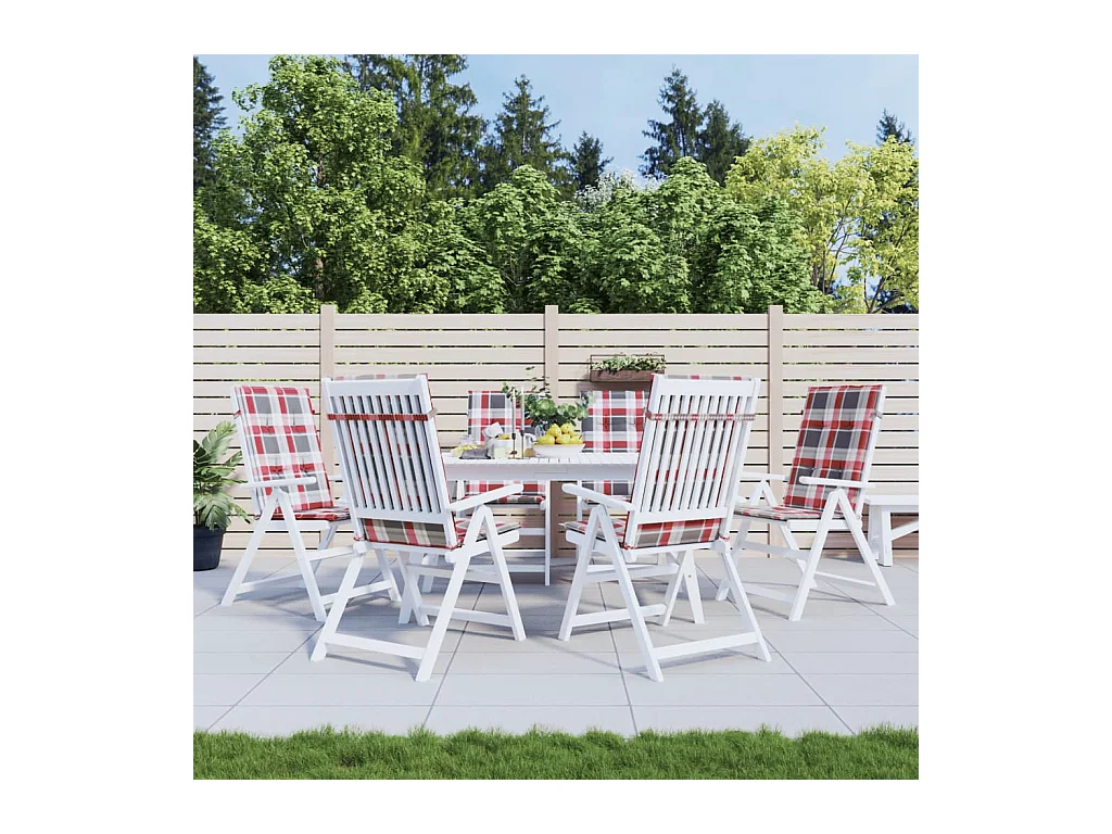 Coussins de chaise de jardin à dossier haut lot de 6 120x50x3cm