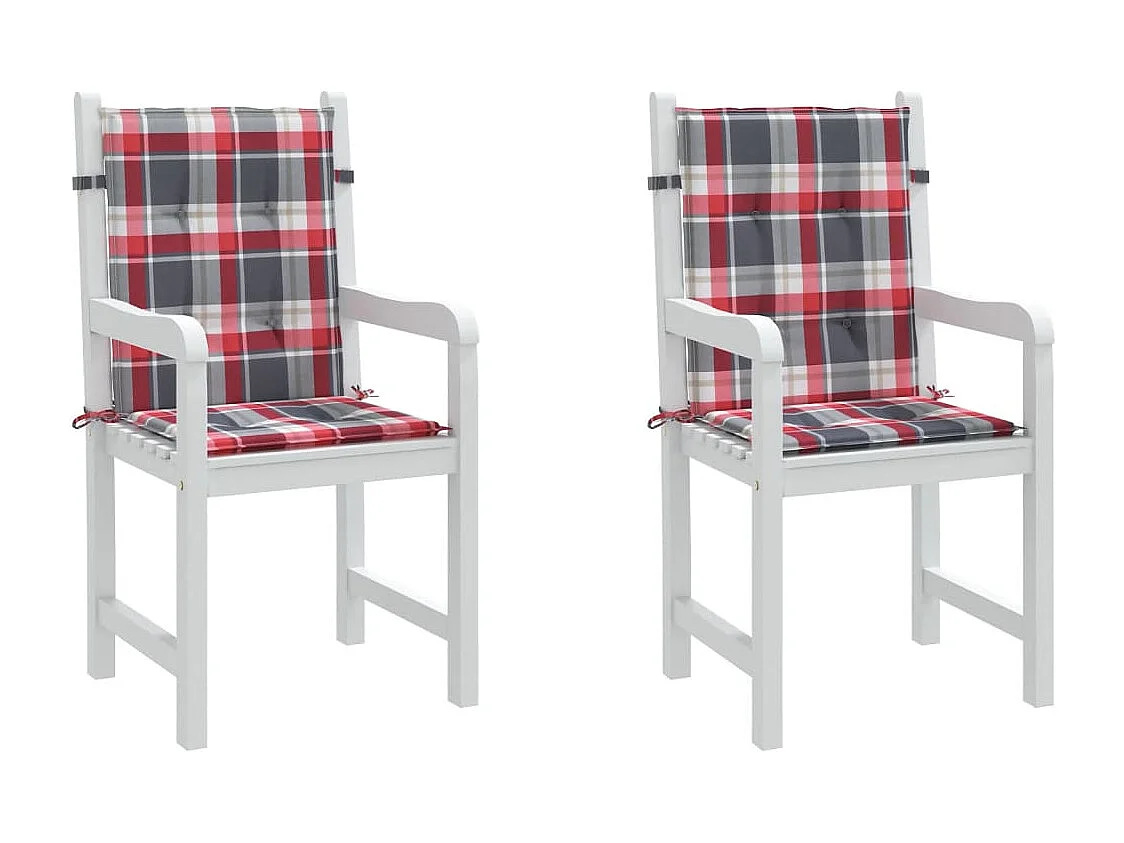 Almofadões lombares cadeiras jardim 2peças oxford xadrez vermelho