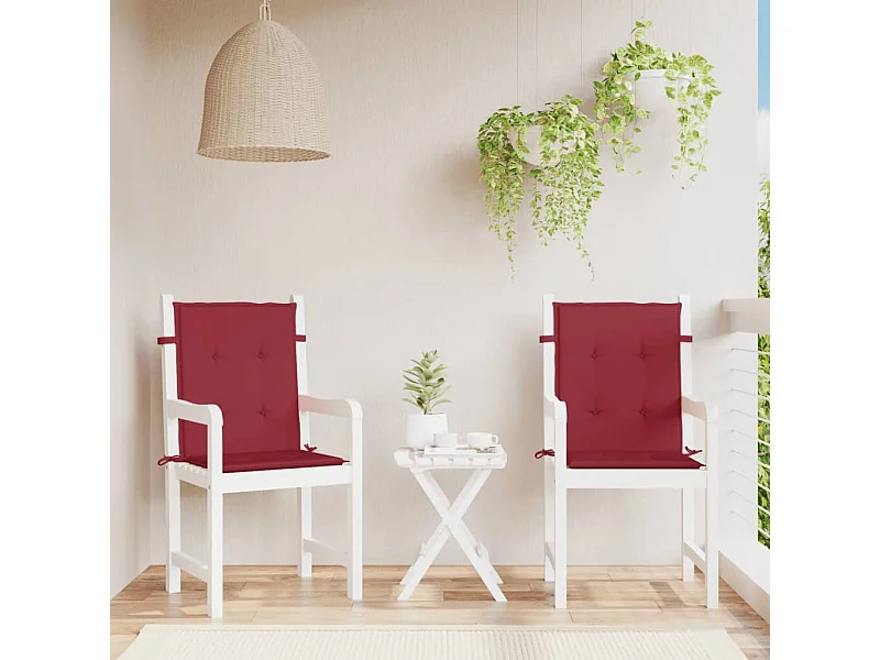 Cojín silla jardín respaldo bajo 2 unidades tela Oxford rojo tinto