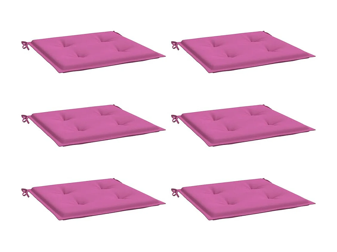 Coussins de chaise de jardin lot de 6 rose 50x50x3 cm tissu