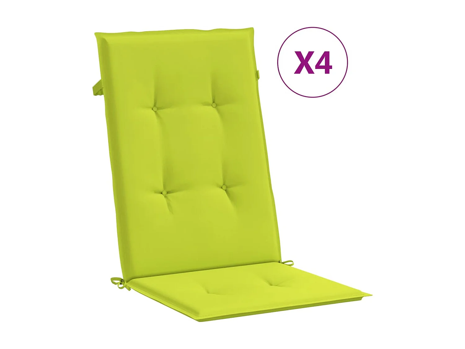 Almofadões cadeiras altas de jardim 4peças tecido verde brilhante