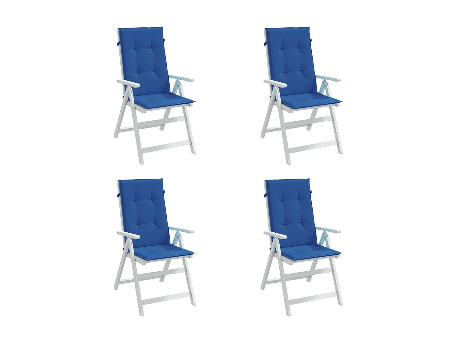Coussins de chaise de jardin à dossier haut lot de 4 bleu royal