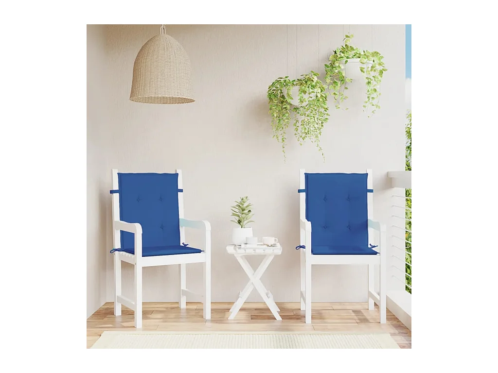 Coussins de chaise de jardin à dossier bas lot de 2 bleu royal