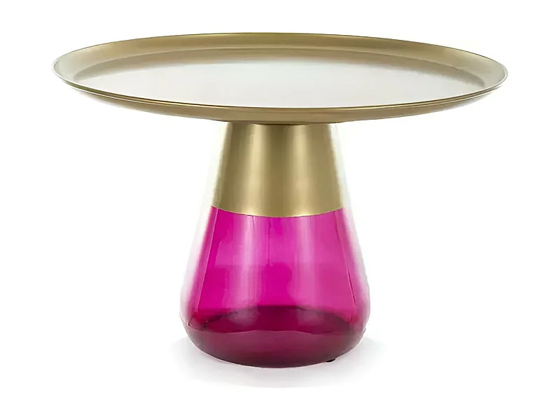 Beistelltisch Tiffany XL/Metall&Glas/Pink&Gold